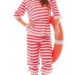 Don Disfraz Rot Gestreiftes Badeanzug-Kostüm Für Damen