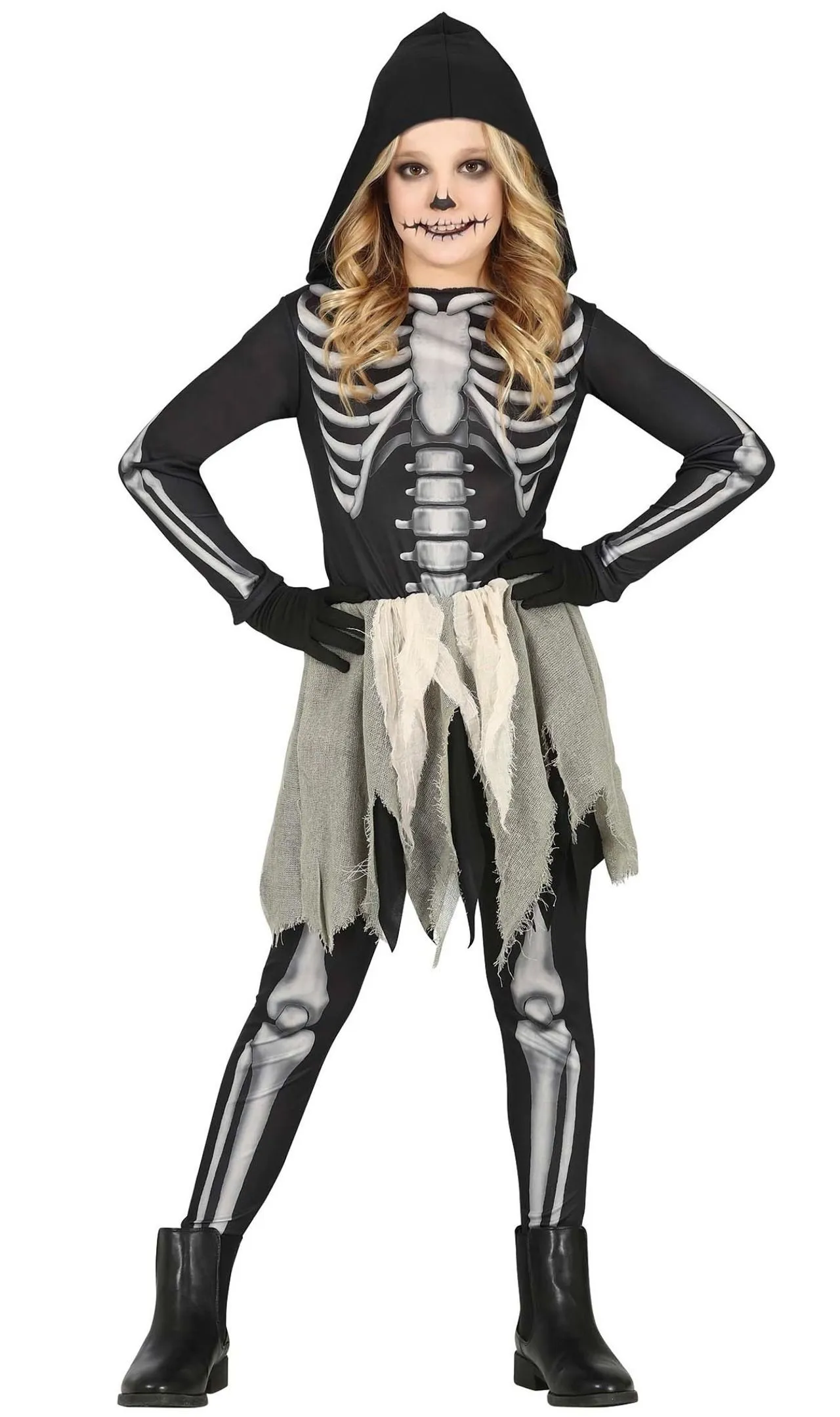 Don Disfraz Finsteres Skelett Kostüm Für Mädchen 1 Don Disfraz Finsteres Skelett Kostüm Für Mädchen