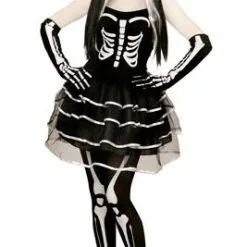 Don Disfraz Skelettkostüm Aus Tüll Für Damen -Länder & Kulturen Verkäufe disfraz esqueleto tul mujer1